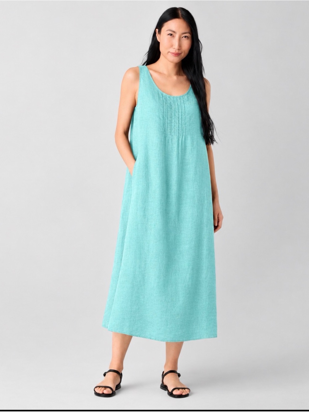 Eileen Fisher Turquoise Linen Dress Size M